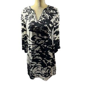 ECI New York Sheath Dress Black Silk‎ Long Sleeve Sheer Shirt Career Cocktail 2